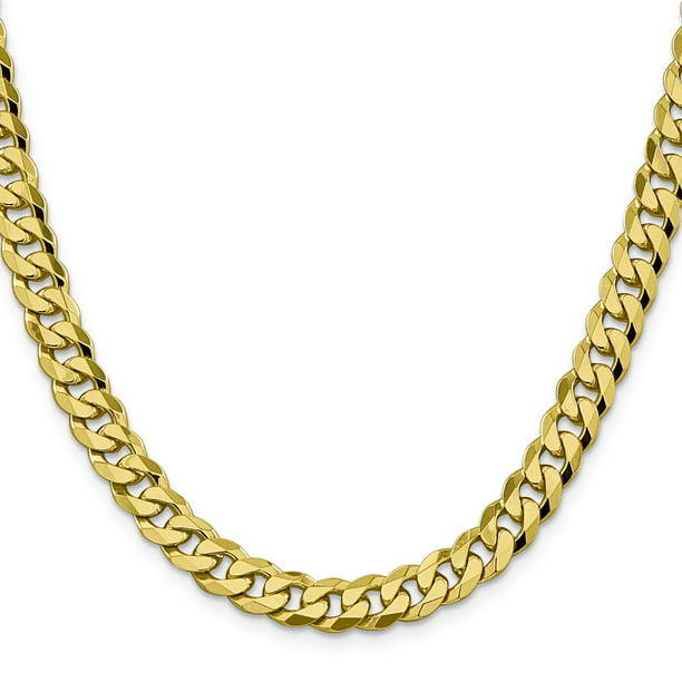Solid 10k Yellow Gold 2.2mm Flat Beveled Cuban Curb Chain 